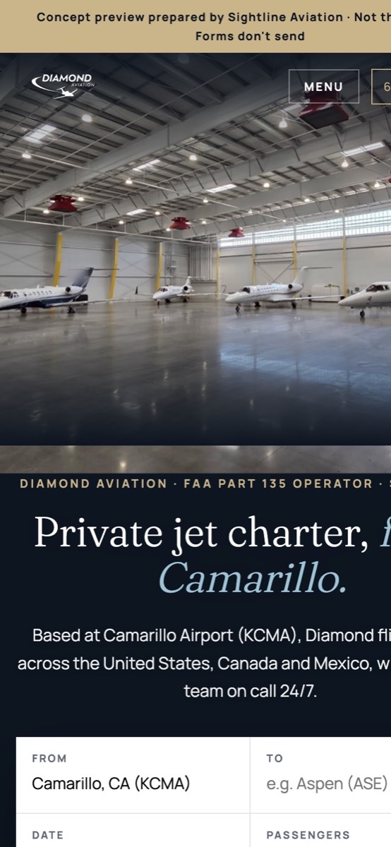 The Diamond Aviation concept on a phone